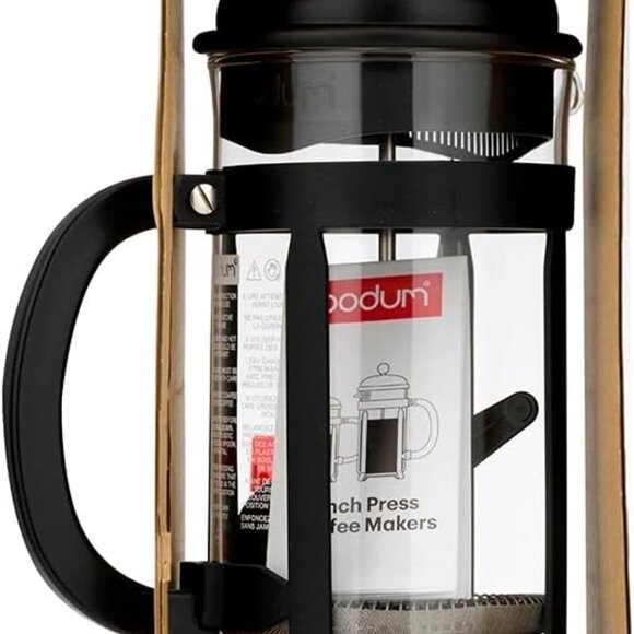 34oz Java French Press Coffee Maker, High-Heat Borosilicate Glass, Black - Picture 4 of 4